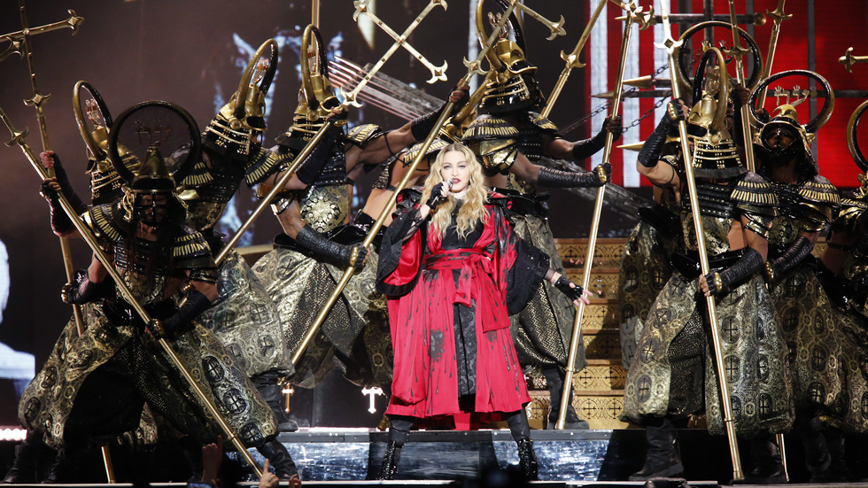 Madonna under sin konsert på Tele2 Arena i Stockholm under 2015. Arkivbild.