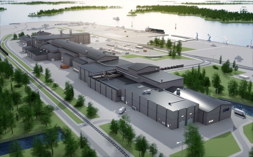 This is an artist's impression of what SSAB's new steel mill in Svartön, Luleå, will look like. 