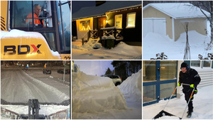 Snöfall och blåst ställer till det – se läsarnas bilder
