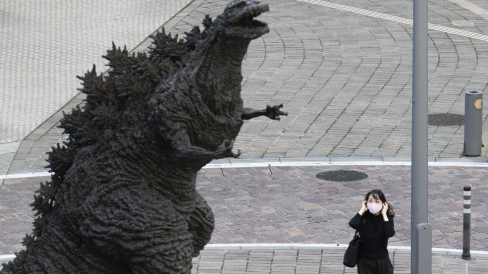 Godzilla får i kinesisk propaganda symbolisera "Japans atomtrauma". Arkivbild från Tokyo.