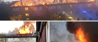 Kraftig brand i bostadshus – vinden helt borta