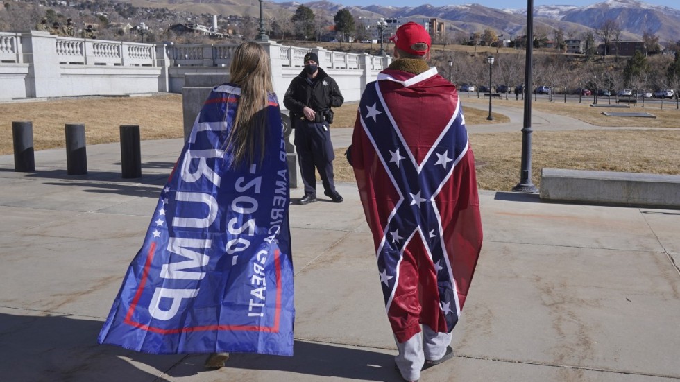 Anhängare till USA:s expresident Donald Trump, fotograferade i Salt Lake City i Utah nyligen.