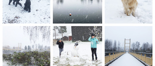 Nu har första snön kommit – klass 1-varning utfärdad • Se läsarnas bilder 