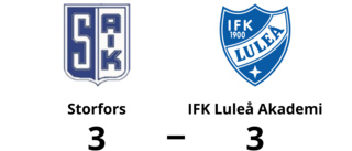 3-3 mellan Storfors och IFK Luleå Akademi