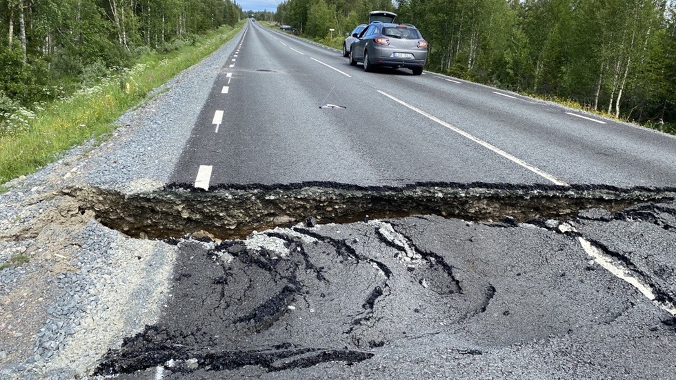 The road surface collapsed on Thursday.