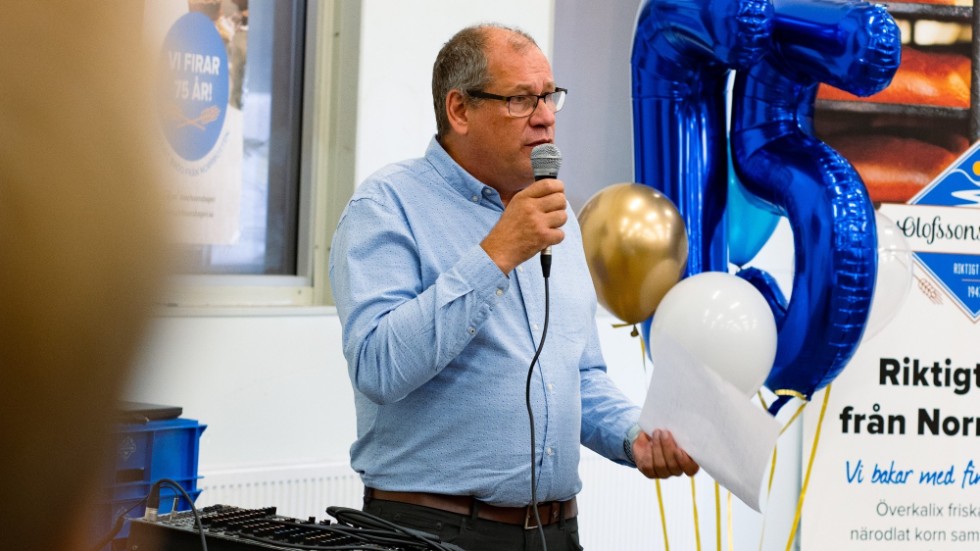 "Planen nu är att ytterligare stärka kvaliteten. Vi arbetar med våra lokala mervärden", säger Bengt-Olof Olofsson, delägare av Olofssons bageri, här på bageriets 75-årsjubileum.