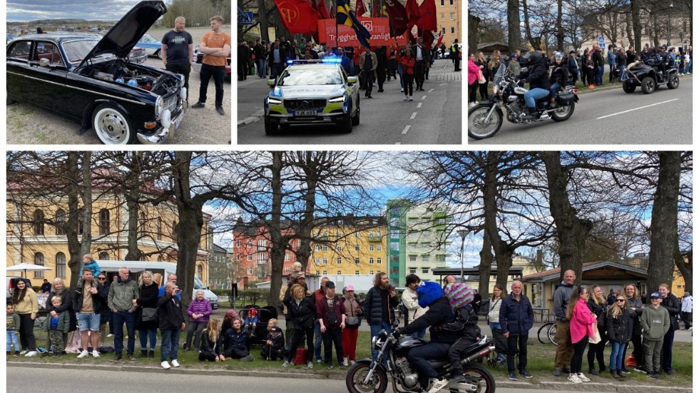 Mc-kortege och  bilkortege genom Norrköping på första maj.