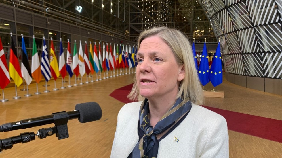 Statsminister Magdalena Andersson (S) efter toppmötet i Bryssel.