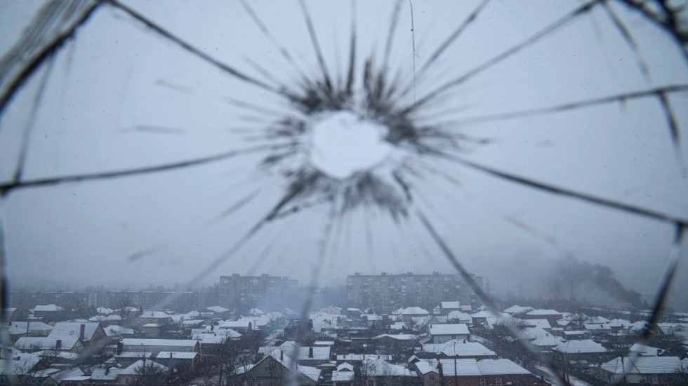 Sjukhusfönster skadat av attacker i Mariupol, Ukraina den 3 mars.