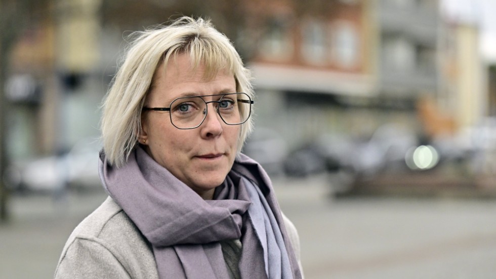 Angela Schandersson på Stortorget i Vetlanda.