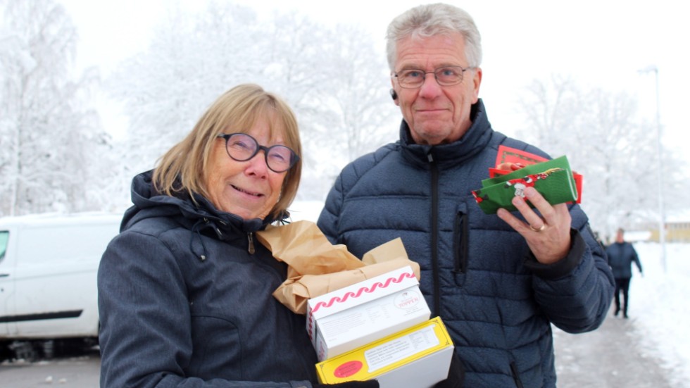 Ann och Ted Lindmark-Sund åker gärna från Västervik för att ta del av julmarknaden. 