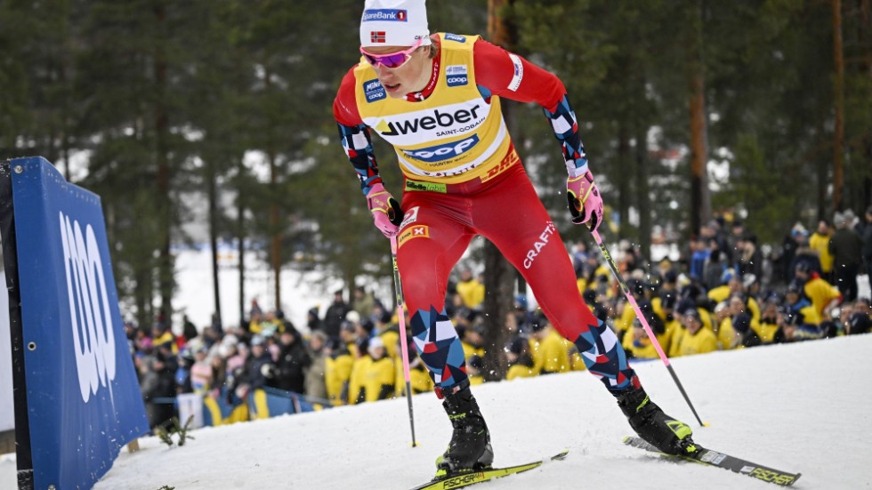 Norges Johannes Høsflot Klæbo under herrarnas sprintkval i Falun.