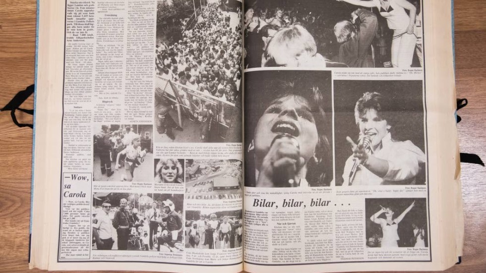 Västerviks-Tidningens uppslag dagen efter Carolas framträdande 1983.
