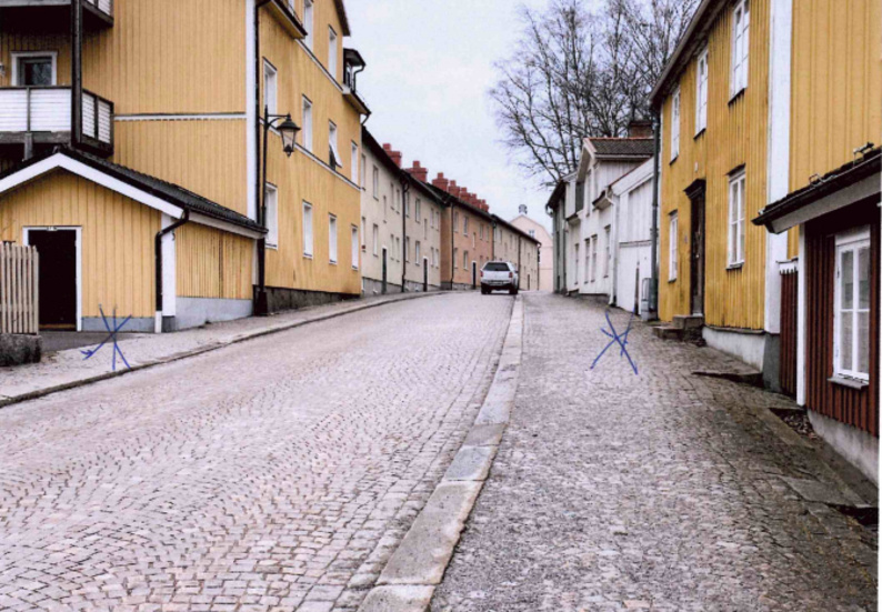 Här är den misstänkta brottsplatsen, på Storgatan i centrala Vimmerby.