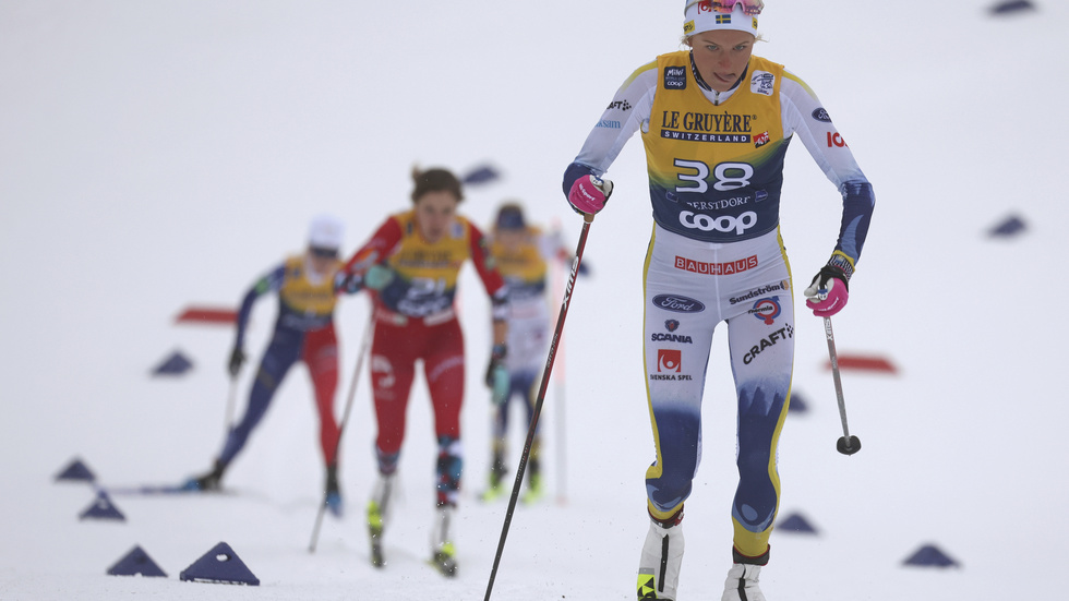 Frida Karlsson vid Tour de ski i januari 2023.