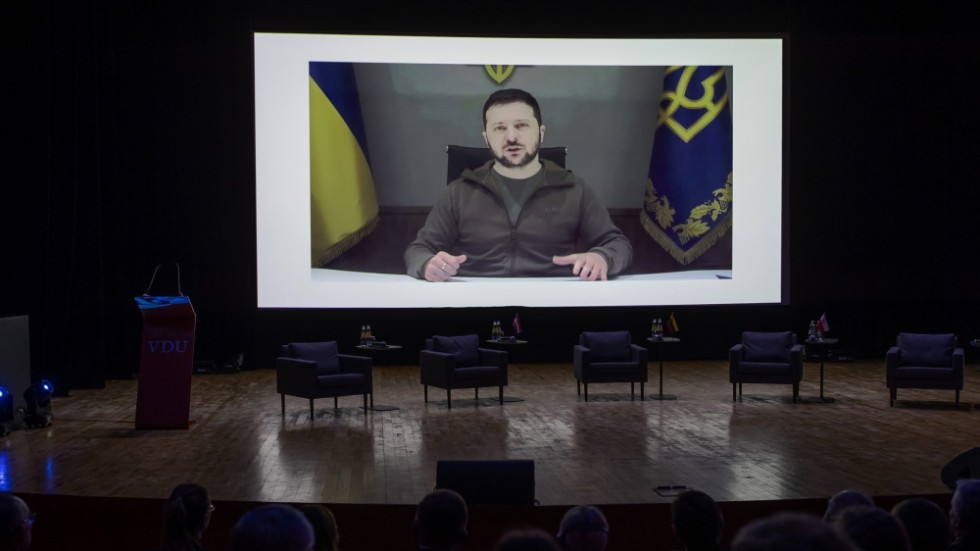 Ukrainas president Volodymyr Zelenskyj presenterar Ukrainas kandidatur för världsutställningen 2030: Odessa. Arkivbild.