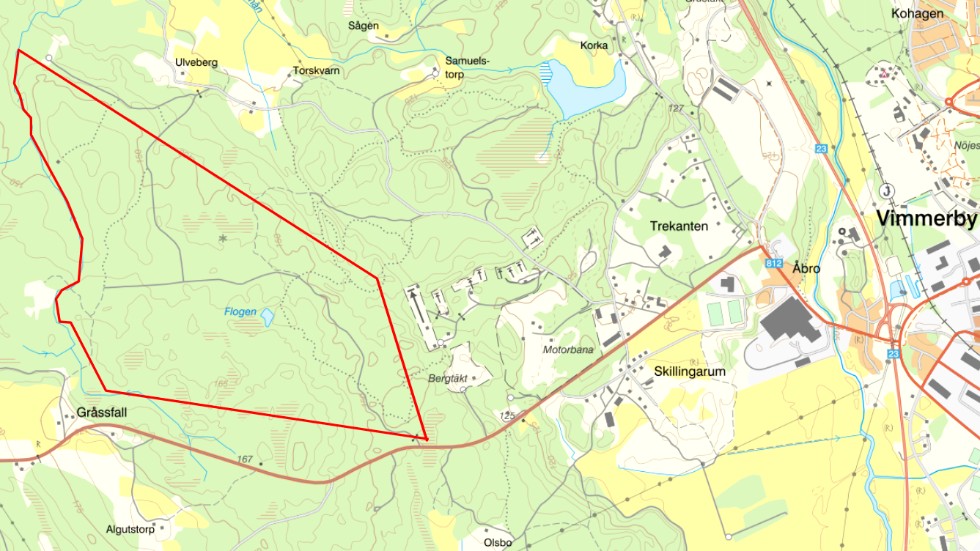 Det är det här området i Västra skogen som företaget Solkompaniet för en långt framskriden dialog med Vimmerby kommun om. Det är på cirka 175 hektar och det är kommunen som är markägare.