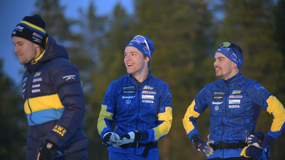 Johannes Lukas, Sebastian Samuelsson och Oskar Brandt under ett träningspass i Idre nyligen. Arkivbild.