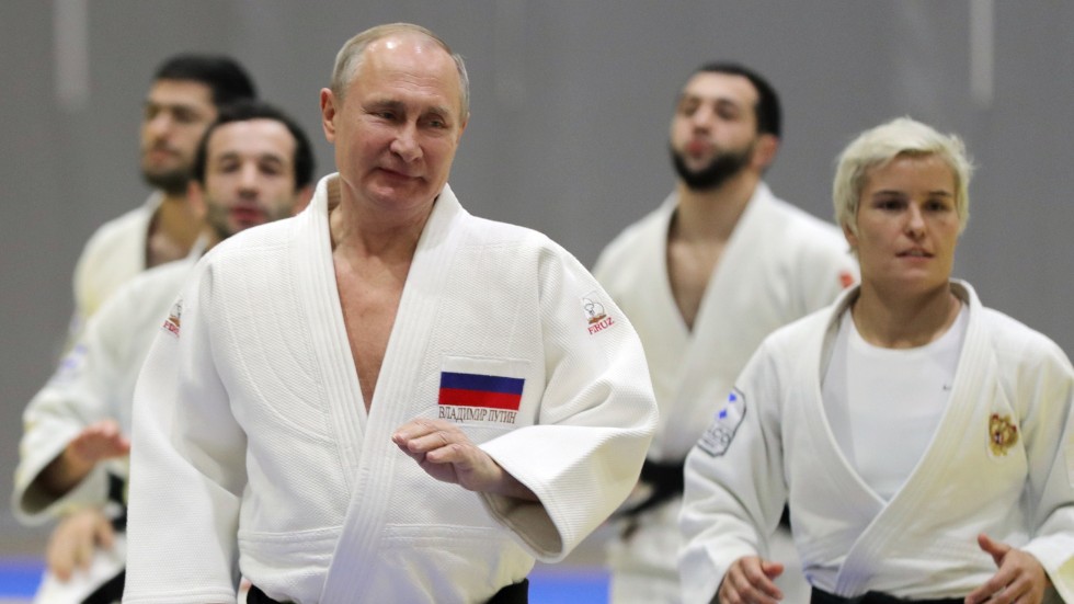 Rysslands president Vladimir Putin på en träning med det ryska landslaget i Sotji 2019. Arkivbild.