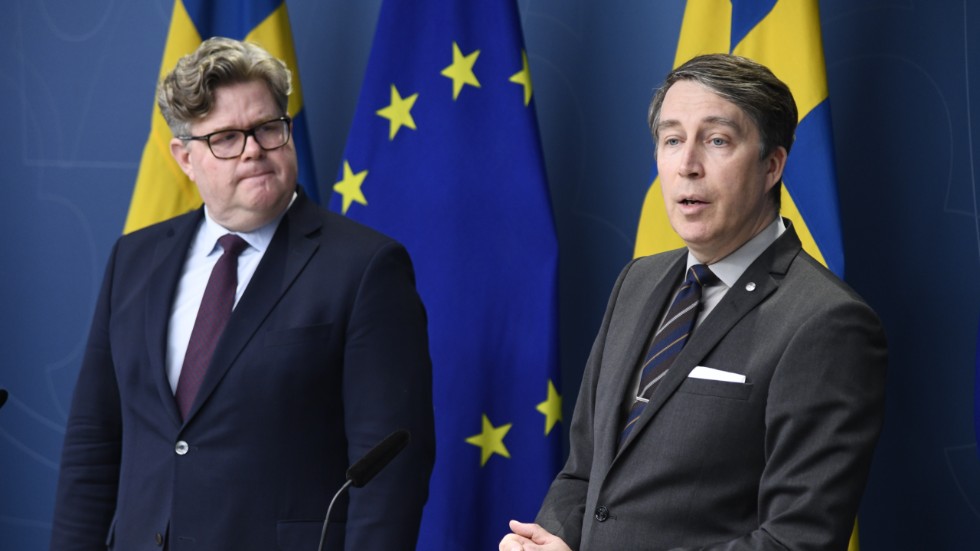 Justitieminister Gunnar Strömmer (M) och Sverigedemokraternas rättspolitiska talesperson Richard Jomshof (SD).