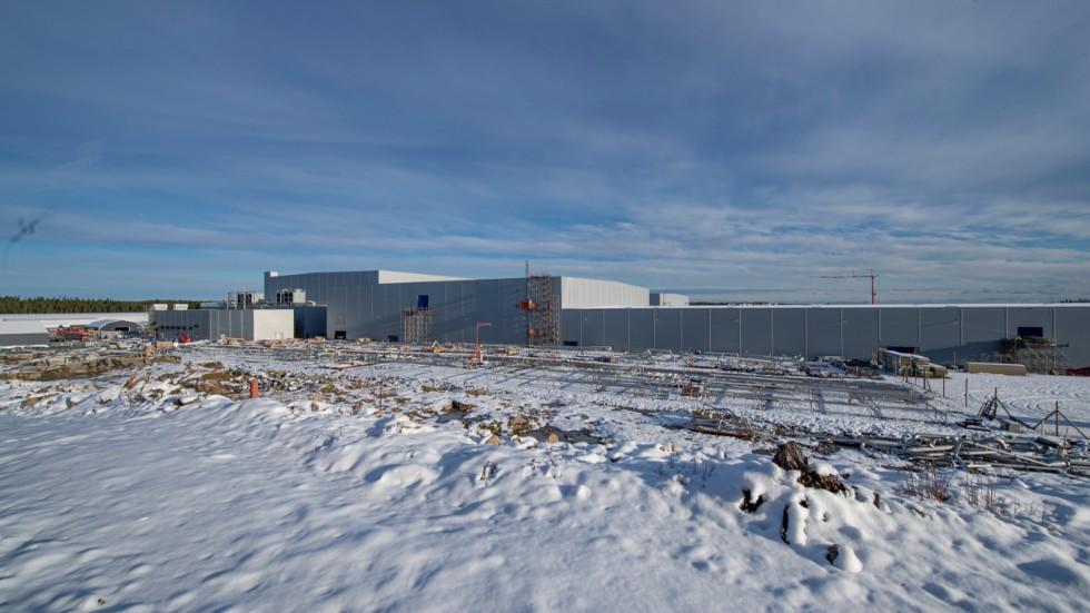 Northvolt Ett-fabrikens västra sida. Arkivbild från oktober 2021.