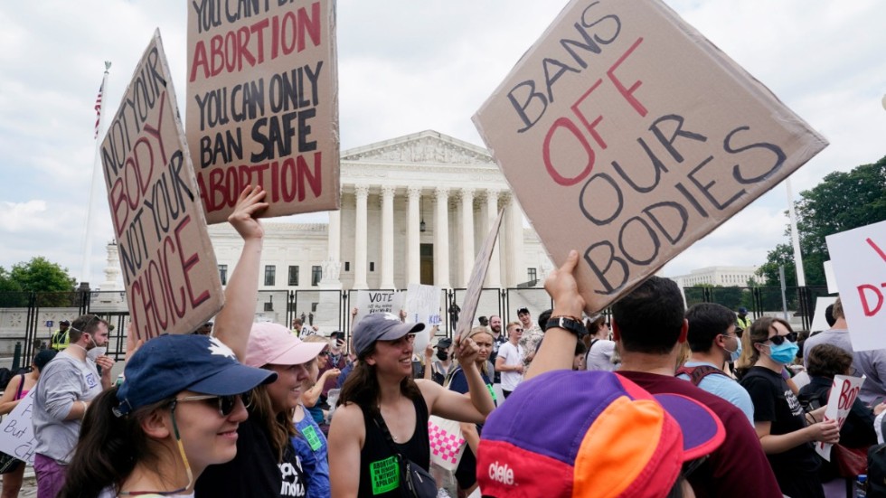 Aborträttsanhängare demonstrerar utanför Högsta domstolen i Washington|DC.