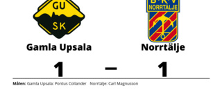 Gamla Upsala tappade ledning till oavgjort mot Norrtälje