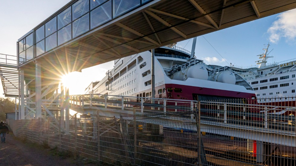 Färjetrafiken är avgörande för Ålands ekonomi. Bild tagen i november i Mariehamn.