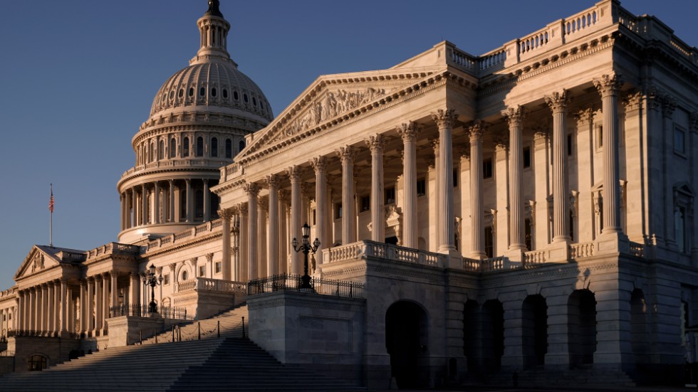 Kapitolium – USA:s parlamentsbyggnad. I förgrunden syns byggnadens norra flygel där senatskammaren ligger. Arkivbild.