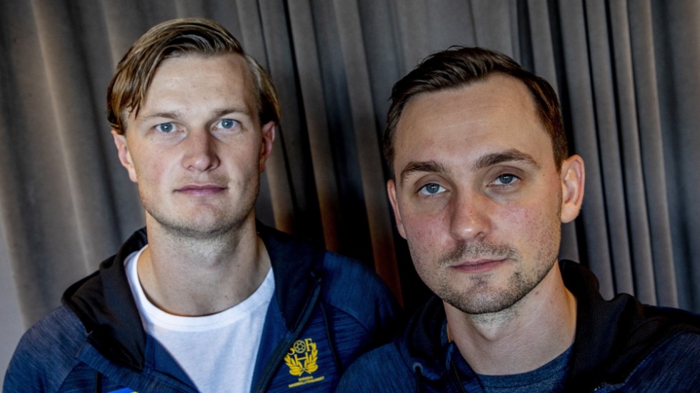 Jonathan Carlsbogård och Hampus Wanne under landslagets samling för Euro Cup i Göteborg.