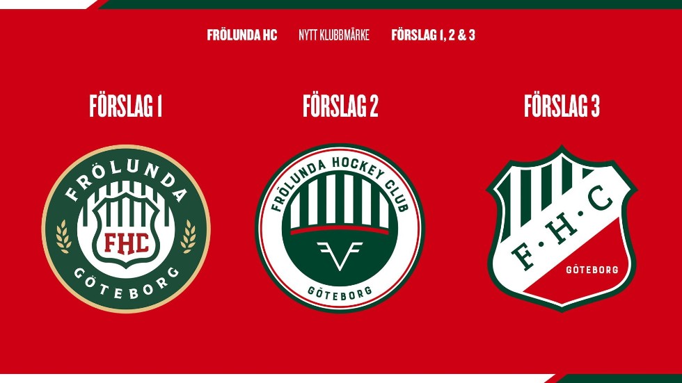 Här är de tre förslagen till Frölundas nya klubbmärke. I kväll röstar medlemmarna om vilket det blir.