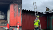 Brand i container på räddningstjänstens övningsfält