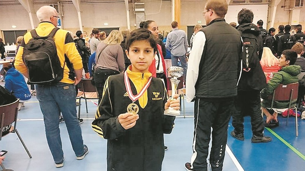 13-åriga Ibrahim Marwan från Linköping blev nordisk mästare i taekwondo förra helgen. Foto: Salih Marwan