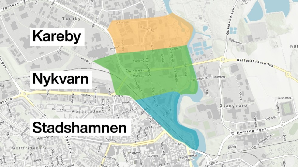 Kareby, Nykvarn och Stadshamnen. Så är det tänkt att stadsdelarna runt Linköpings kommande resecentrum ska heta.
