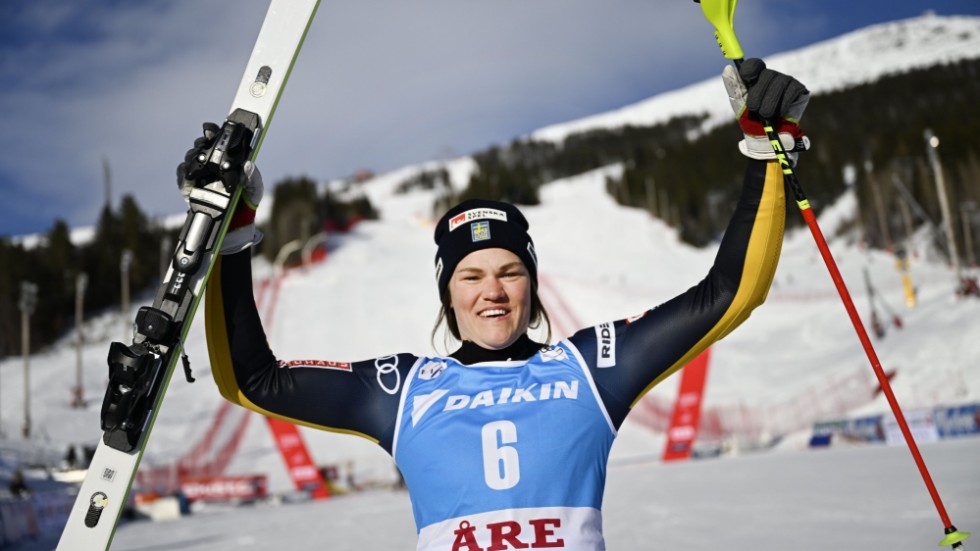 Anna Swenn Larsson, trea i slalom i Åre.