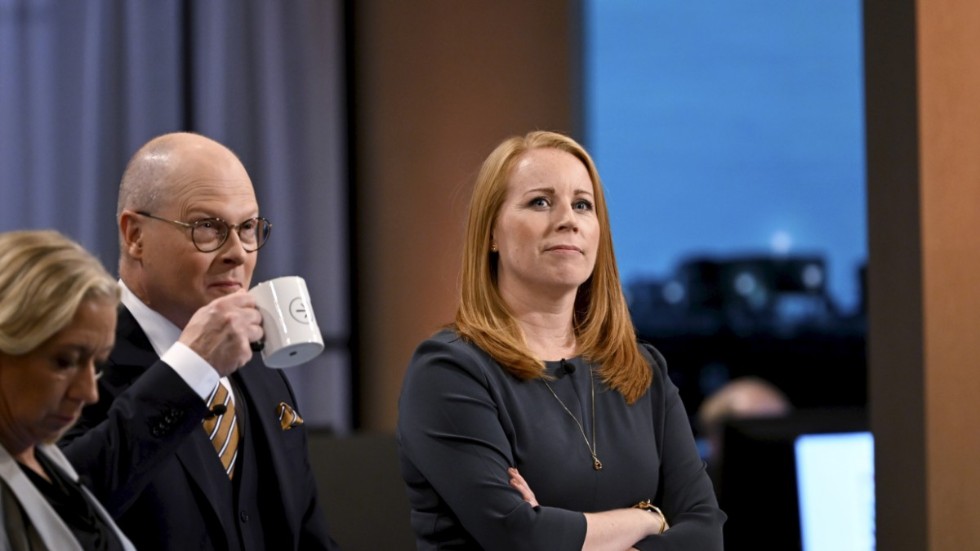 Partiledaren Annie Lööf under valnatten.