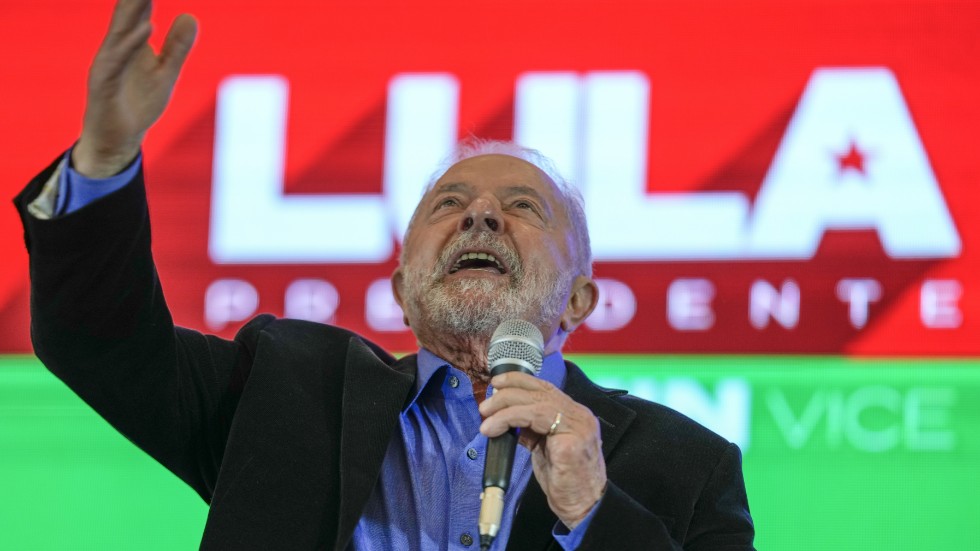 Lula da Silva på ett kampanjmöte i São Paulo i tisdags.