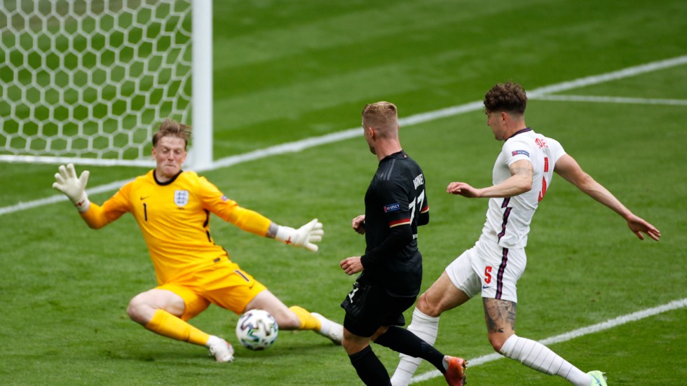 Englands målvakt Jordan Pickford har fortfarande inte släppt in ett mål i EM.