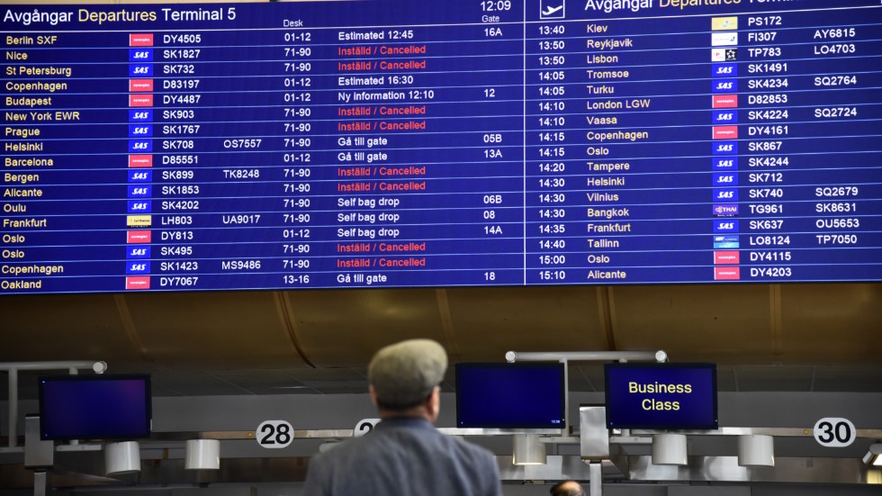 SAS tycker att EU:s regler för ersättning till passagerare för inställda och försenade flyg i samband med strejk är för frikostiga. Arkivbild