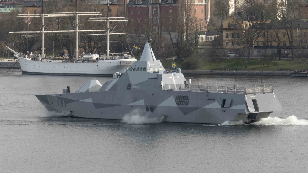 Korvetten HMS Nyköping deltar i övningen för svensk del. Arkivbild.