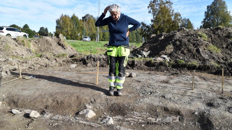 What are the boards preserved in the clay next to the house foundations? The discovery was unexpected and gives Susanne Sundström something to ponder.