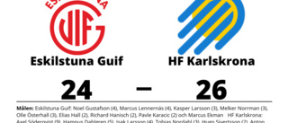 Eskilstuna Guif föll med 24-26 mot HF Karlskrona