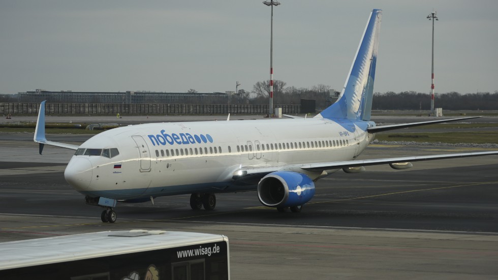 Ett Boeing 737-800-flygplan tillhörande det ryska flygbolaget Pobeda. Bilden är från i januari 2021.