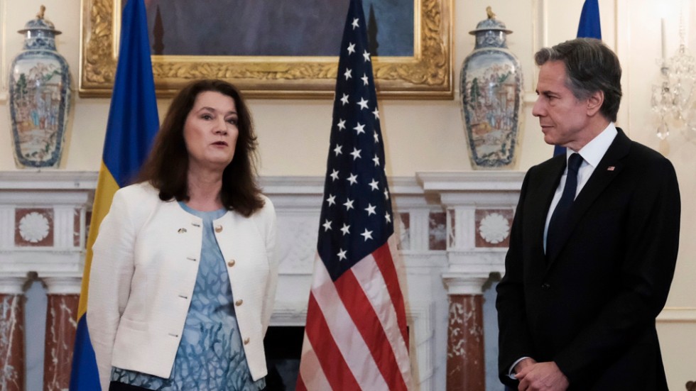 Utrikesministrarna Ann Linde (S) och Antony Blinken inför onsdagens möte på det amerikanska utrikesdepartementet.