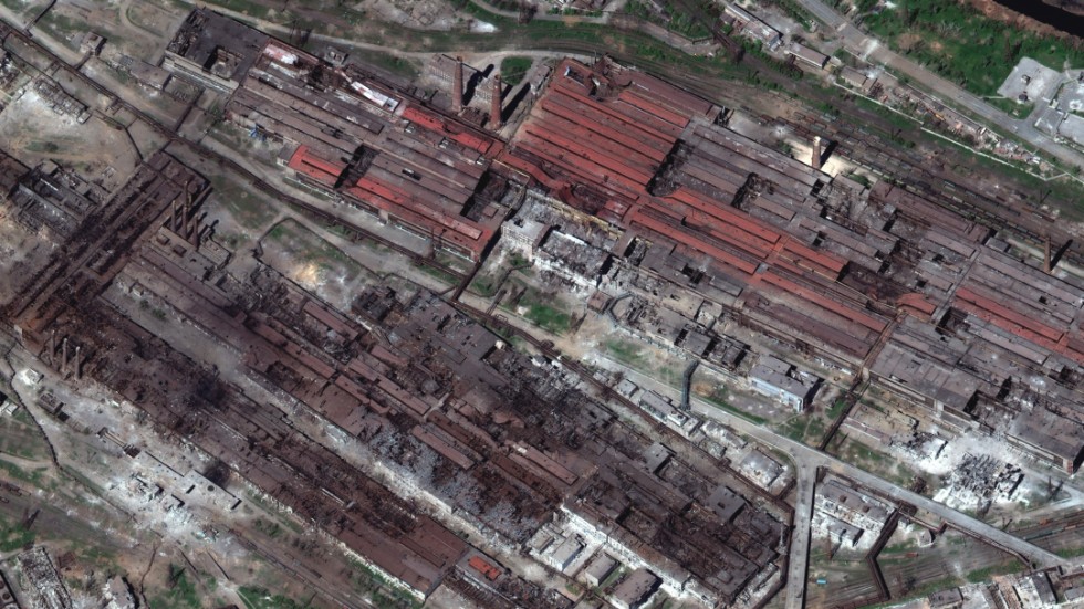 Satellitbild som visar Azovstal i Mariupol. Arkivbild.