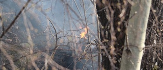 Skog brann nära E4 – fil stängdes av