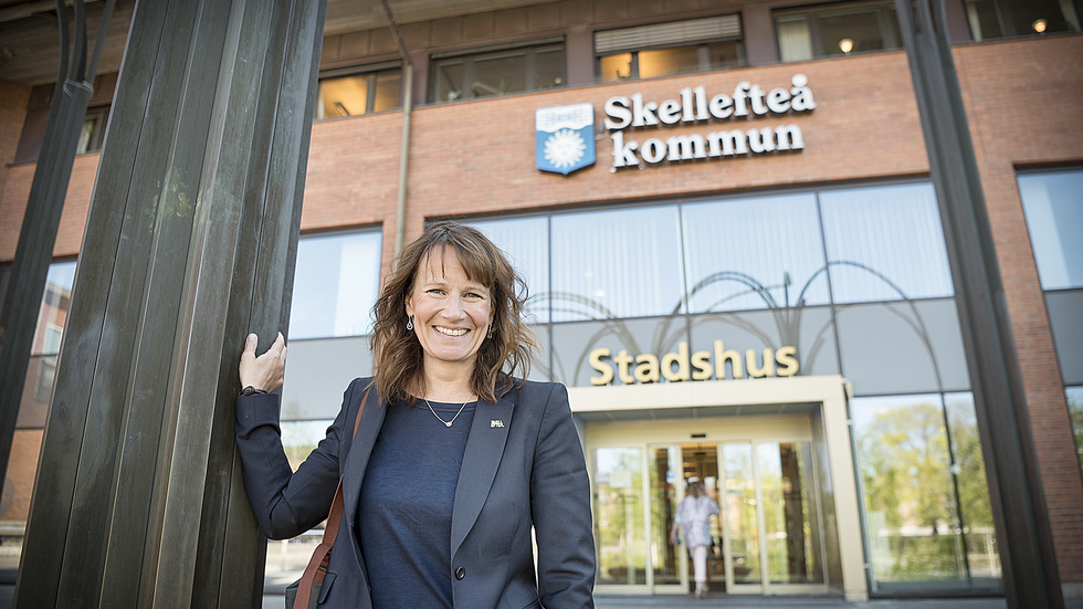 Skellefteås kommundirektör Kristina Sundin Jonsson medverkar på morgonmötet om näringslivsklimatet.