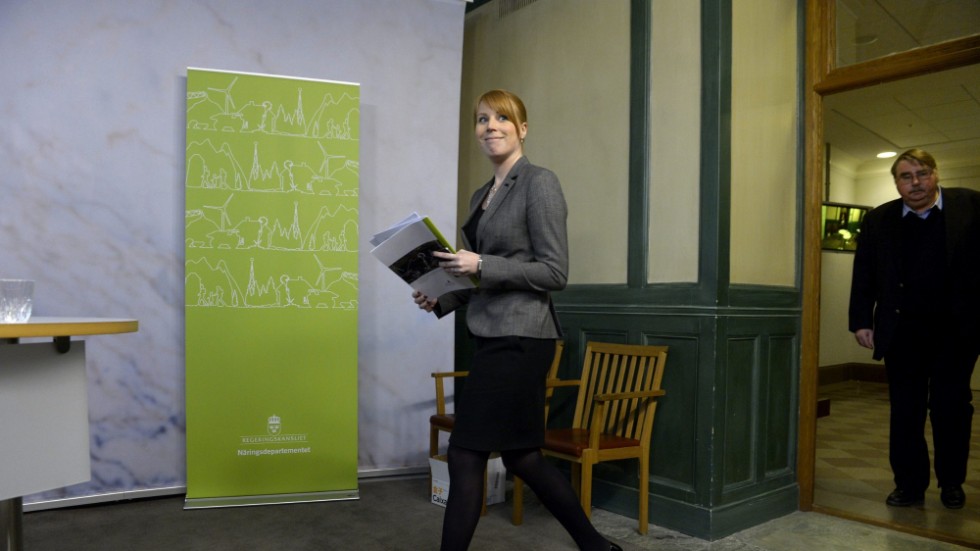 Dåvarande näringsministern Annie Lööf (C) presenterade den nationella mineralstrategin vid en presskonferens 21 februari 2013.