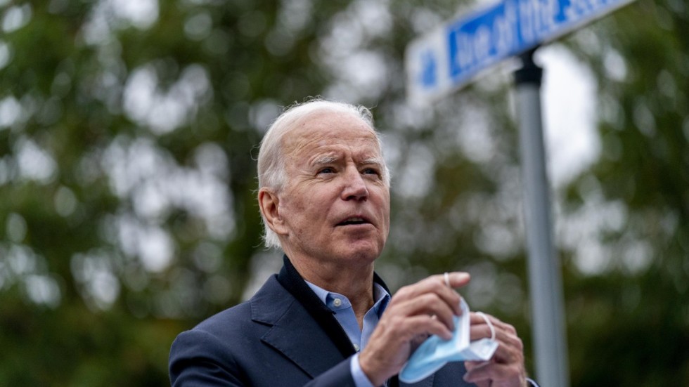 Den demokratiske presidentkandidaten Joe Biden på plats i Chester i Pennsylvania för att fiska röster häromdagen.