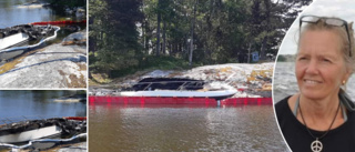 Vrak efter brunnen båt i Sundbyholm skapar oro